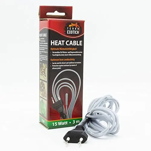 Produktbild: Terra Exotica Heizkabel - 15 Watt / 3 m Heat Cable - Bodenheizung für Terrarien - Terrarium Heizung - Silikonheizkabel für optimale Wärmeleitfähigkeit