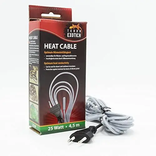 Produktbild: Terra Exotica Heizkabel - 25 Watt / 4,5 m Heat Cable - Bodenheizung für Terrarien - Terrarium Heizung - Silikonheizkabel für optimale Wärmeleitfähigkeit