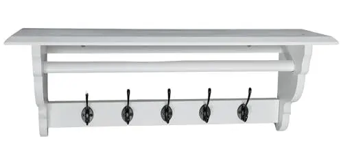 Produktbild: Terra Home Wandgarderobe 70x26x18 cm, Garderobenleiste Hakenleiste, mit 5 Haken Wandgarderobe, Garderobe mit Ablage und Stange