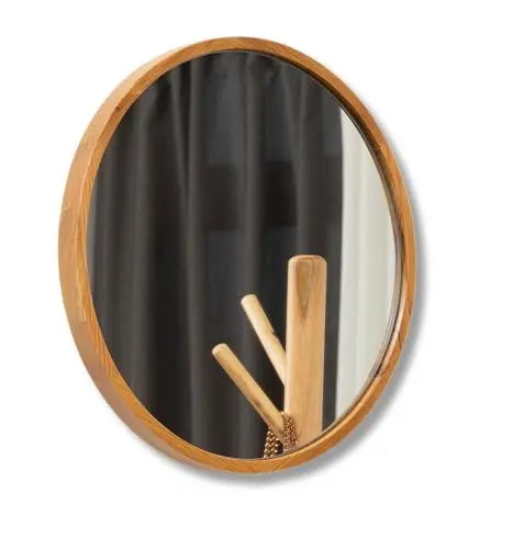 Produktbild: Terra Home Wandspiegel Eiche - rund Durchmesser 40 cm, Modern, Voll-Holz, Spiegel - für Flur, Wohnzimmer, Bad oder Garderobe, Flurspiegel, Schminkspiegel (⌀ 40 cm)