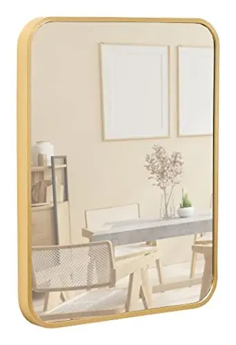 Produktbild: Terra Home Wandspiegel - Rechteckig, 40x50 cm, Roségold Gold Kupfer, Modern, Metallrahmen Spiegel - für Flur, Wohnzimmer, Bad oder Garderobe