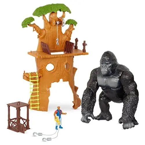 Produktbild: Terra Riesen Gorilla mit Geräuschen Spielzeug Set – Dschungel Expedition Baumhaus, Falltür, Actionfigur, Leiter, Aufzug und mehr – Elektronisches Spielzeug ab 3 Jahren