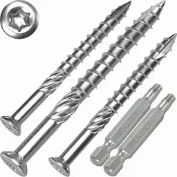 Produktbild: Terrassenschrauben 5 x 60 T-INOX 1000 Stück Edelstahl gehärtet C1, Torx 25, inkl. 2x Edelstahl Bit