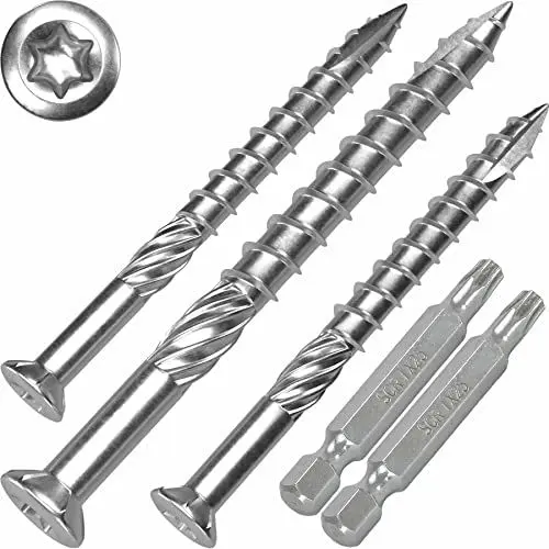 Produktbild: Terrassenschrauben 5 x 60 T-INOX 1000 Stück Edelstahl gehärtet C1, Torx 25, inkl. 2x Edelstahl Bit