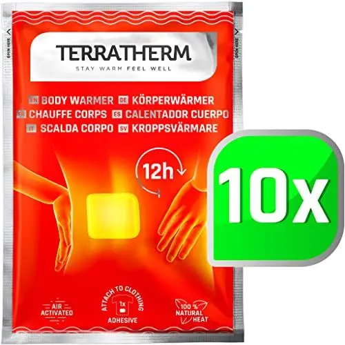 Produktbild: TerraTherm Wärmepflaster Rücken, Nacken und Schulter – 12h wohlige Tiefenwärme, Rückenwärmer – Körperwärmer selbstklebend und luftaktiviert - 10 Stück