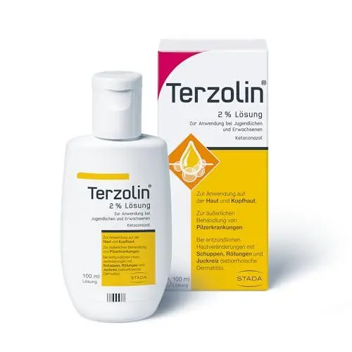 Produktbild: Terzolin medizinische Schuppen-Kur – Medizinische Behandlung von Schuppen– 2% Lösung zur Anwendung bei Jugendlichen und Erwachsenen – 1 x 100 ml, 2x wöchentlich über 2–4 Wochen