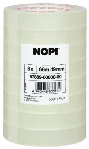 Produktbild: tesa NOPI Klebefilm, transparent, 8 Rollen, 66m x 19mm