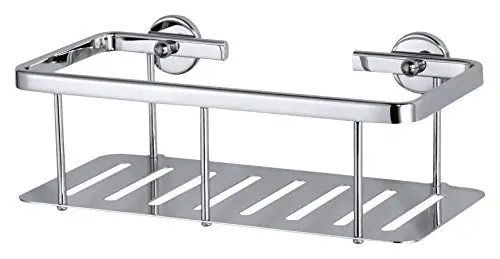 Produktbild: tesa ALUXX Duschablage, Aluminium, verchromt, garantiert rostfrei, inkl. Klebelösung, tiefer Boden, 125 mm x 251 mm x 88 mm