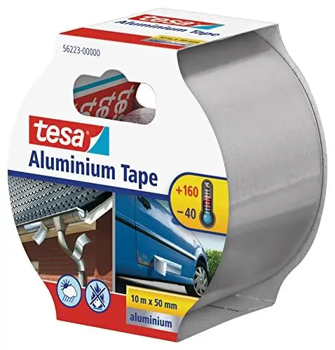 Produktbild: tesa Aluminium Klebeband/Selbstklebendes Aluminiumband für Reparaturen von metallischen Oberflächen / 10m x 50mm