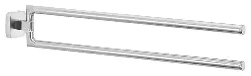 Produktbild: tesa ESTEETIC Bad Handtuchhalter, 2-armig und schwenkbar, verchromt - rostfrei, zur Wandbefestigung ohne Bohren, inkl. Klebelösung - 50mm x 74mm x 448mm