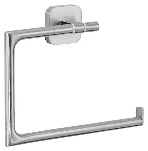 Produktbild: tesa ESTEETIC Handtuchring, verchromt - Handtuchhalter-Ring eckig - zur Wandbefestigung ohne Bohren, inkl. Klebelösung - 185mm x 154mm x 45mm