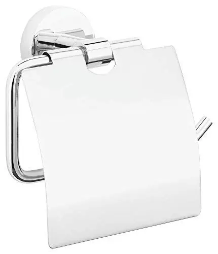 Produktbild: tesa EXXCELLENT Toilettenpapierhalter mit Deckel, verchromt - zur Wandbefestigung ohne Bohren, inkl. Klebelösung - 138mm x 140mm x 52mm