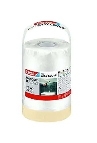 Produktbild: tesa Easy Cover ECONOMY Folie für Malerarbeiten - 2 in 1 Malerfolie zum Abdecken und Kreppband zum Abkleben - 33 m x 55 cm