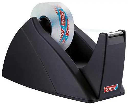 Produktbild: tesa Easy Cut Tischabroller - Nachfüllbarer, standfester Klebeband-Spender für Klebebandrollen bis 33 m x 19 mm - Schwarz