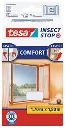 Produktbild: tesa Insect Stop Comfort Fliegengitter für Fenster - Insektenschutz mit Klettband selbstklebend - Fliegen Netz ohne Bohren - weiß (Leichter sichtschutz), 170 cm x 180 cm