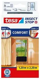 Produktbild: tesa Insect Stop COMFORT Fliegengitter für Türen - Insektenschutz Tür mit Klettband - Fliegen Netz ohne Bohren, anthrazit (2 x 65 cm)120 cm x 220 cm