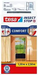 Produktbild: tesa Insect Stop COMFORT Fliegengitter für Türen - Insektenschutz Tür mit Klettband - Fliegen Netz ohne Bohren, anthrazit (2 x 65 cm)120 cm x 250 cm