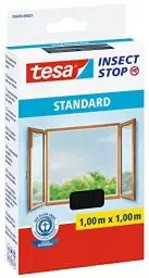 Produktbild: tesa Insect Stop Standard Fliegengitter für Fenster - Insektenschutz zuschneidbar - Mückenschutz ohne Bohren - 1 x Fliegen Netz anthrazit - 100 cm x 100 cm
