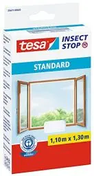 Produktbild: tesa Insect Stop Standard Fliegengitter für Fenster - Insektenschutz zuschneidbar - Mückenschutz ohne Bohren - 1 x Fliegen Netz weiß - 110 cm x 130 cm
