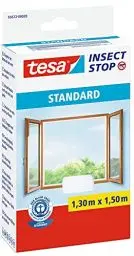 Produktbild: tesa Insect Stop STANDARD Fliegengitter für Fenster - Insektenschutz zuschneidbar - Mückenschutz ohne Bohren - 1 x Fliegen Netz weiß - 130 cm x 150 cm