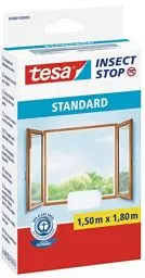 Produktbild: tesa Insect Stop Standard Fliegengitter für Fenster - Insektenschutz zuschneidbar - Mückenschutz ohne Bohren - 1 x Fliegen Netz weiß - 150 cm x 180 cm