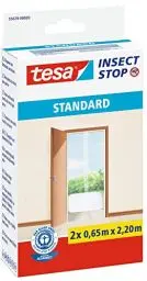 Produktbild: tesa Insect Stop STANDARD Fliegengitter für Türen - 2-tlg Insektenschutz Tür mit Klettband - Fliegen Netz ohne Bohren - Weiß, 2 x 65 cm x 220 cm