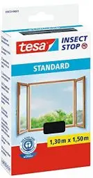 Produktbild: tesa Insect Stop Standard Fliegengitter für Fenster - Insektenschutz zuschneidbar - Mückenschutz ohne Bohren - 1 x Fliegen Netz anthrazit - 130 cm x 150 cm