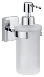 Produktbild: tesa KLAAM Seifenspender-Set, satiniertes Glas und verchromter Edelstahl - Flüssigseifenspender zur Wandbefestigung ohne Bohren, inkl. Klebelösung - 70 mm x 170 mm x 125 mm