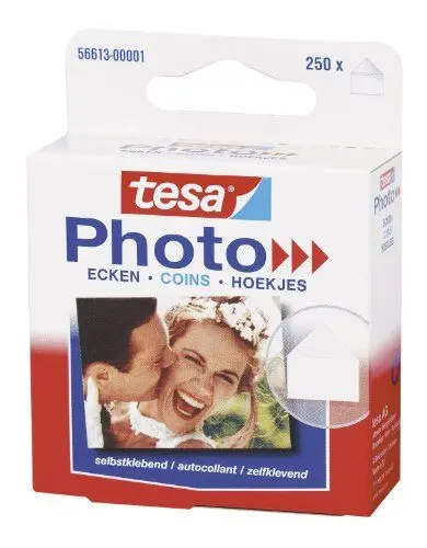 Produktbild: tesa Photo Ecken selbstklebend, transparent, einfaches Einkleben und Entfernen, lösungsmittelfrei, Packung mit 250 Stück
