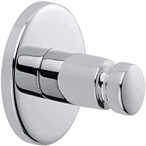 Produktbild: tesa SMOOZ Klebehaken, verchromt, runde Form - Bad-Haken zur Wandbefestigung ohne Bohren, inkl. Klebelösung - 37 mm x 37 mm x 37 mm
