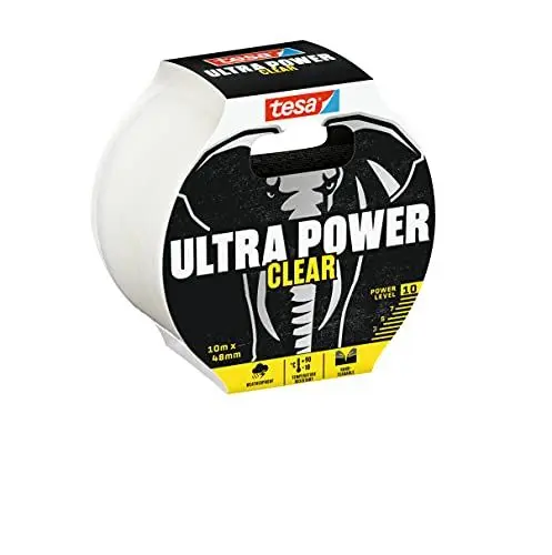 Produktbild: tesa Ultra Power Clear Repairing Tape - Transparentes Reparaturband für unsichtbare Reparaturen - wetterbeständig und handeinreißbar - 10 m x 48 mm