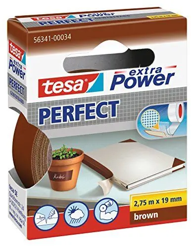 Produktbild: tesa extra Power Perfect Gewebeband - Gewebeverstärktes Ductape zum Basteln, Reparieren, Befestigen, Verstärken und Beschriften - Braun - 2,75 m x 19 mm