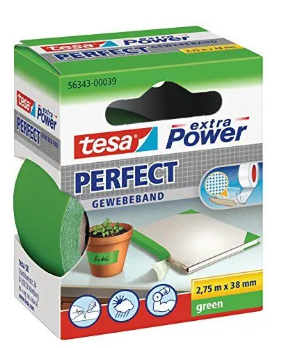 Produktbild: tesa extra Power Perfect Gewebeband - Gewebeverstärktes Ductape zum Basteln, Reparieren, Befestigen, Verstärken und Beschriften - Grün - 2,75 m x 38 mm