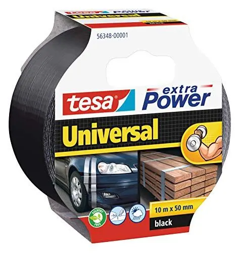 Produktbild: tesa extra Power Universal Gewebeband - Gewebeverstärktes Ductape zum Reparieren, Befestigen, Bündeln, Verstärken oder Abdichten - Schwarz - 10 m x 50 mm