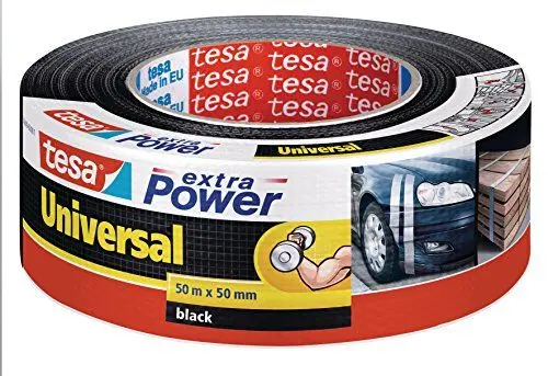 Produktbild: tesa extra Power Universal Gewebeband - Gewebeverstärktes Ductape zum Reparieren, Befestigen, Bündeln, Verstärken oder Abdichten - Schwarz - 50 m x 50 mm