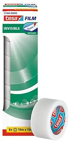 Produktbild: tesa tesafilm invisible - matt-unsichtbares Klebeband - alterungsbeständig und reißfest - 10 m x 19 mm - 8er Pack