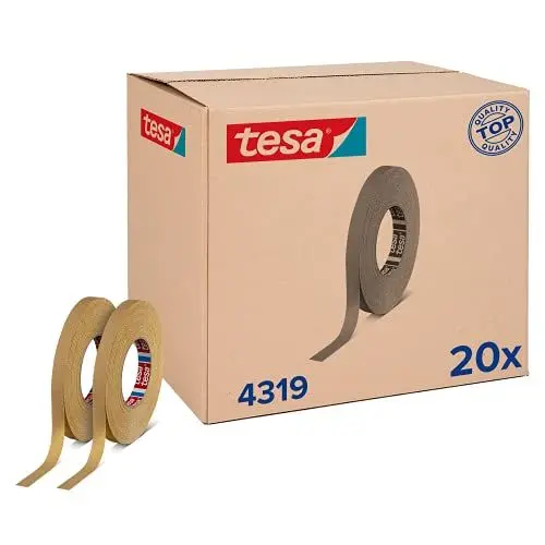 Produktbild: tesa tesakrepp 4319 für Kurven im 20er Pack - Malerband für Kurven und Rundungen bei Malerarbeiten - hellbraun - 20 Rollen je 50 m x 15 mm