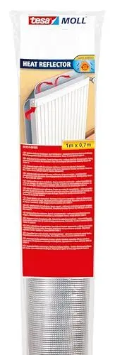 Produktbild: tesa tesamoll Reflektorfolie für Heizkörper - Isolierfolie für die Heizung - Reflektionsfolie zum Speichern von Wärme und zum Energiesparen - 100 cm x 70 cm - grau