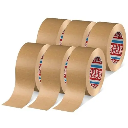 Produktbild: tesa tesapack 4713 Paketband im 6er Pack - Papier Klebeband zum Verschließen von Verpackungen, recyclingfreundlich und lösungsmittelfrei - braun - 6 Rollen je 50 m x 50 mm