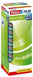 Produktbild: tesafilm eco & clear - Umweltfreundliches Klebeband - Klebestark, lösungsmittelfrei und alterungsbeständig - 33 m x 19 mm - 8er Pack