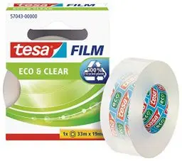 Produktbild: tesafilm eco & clear - Umweltfreundliches Klebeband - Klebestark, lösungsmittelfrei und alterungsbeständig - 33 m x 19 mm