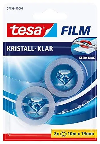 Produktbild: tesafilm kristall-klar - Hochtransparentes, alterungsbeständiges Klebeband mit starker Haftung - 10 m x 19 mm - 2er Pack