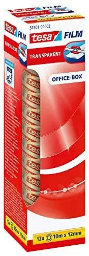 Produktbild: tesa tesafilm transparent - Transparentes Klebeband mit starker Haftung - alterungsbeständig und reißfest - 10 m x 12 mm - 12er Pack