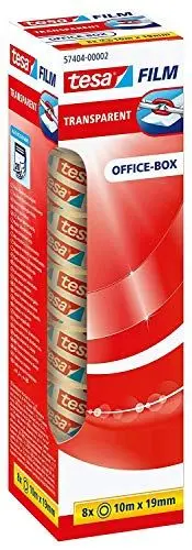 Produktbild: tesafilm transparent - Transparentes Klebeband mit starker Haftung - alterungsbeständig und reißfest - 10 m x 19 mm - 8er Pack