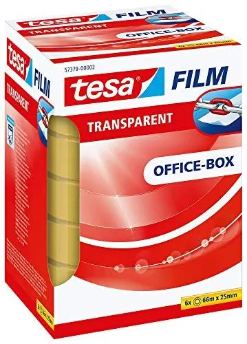 Produktbild: tesafilm transparent - Transparentes Klebeband mit starker Haftung - alterungsbeständig und reißfest - 66 m x 25 mm - 6er Pack