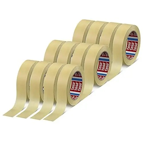 Produktbild: tesakrepp 4323 Basic Abdeckband Malerkrepp zum Abkleben - für leichte Malerarbeiten im Innenbereich - hellbeige - je 50 m x 25 mm| 12er Pack