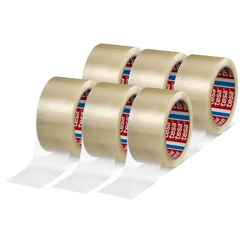 Produktbild: tesapack 4280 PP Paketband im 6er Pack - Universal Klebeband zum Verpacken von Paketen und Kartons - transparent - 6 Rollen je 66 m x 50 mm