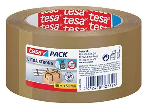Produktbild: tesapack Ultra Strong - PVC-Klebebänder für festes Verpacken und sicheres Bündeln - Braun - 66 m x 50 mm