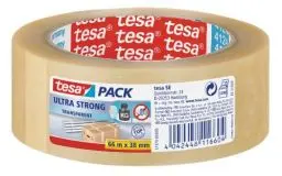 Produktbild: tesapack Ultra Strong - PVC-Klebebänder für festes Verpacken und sicheres Bündeln - Transparent - 66 m x 38 mm
