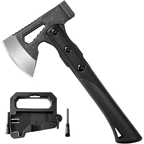 Produktbild: TESCOACH Campingaxt 27cm Zoll leichtes Beil 3in1, ergonomischer Griff, schützende Tragetasche (1,25 lb)